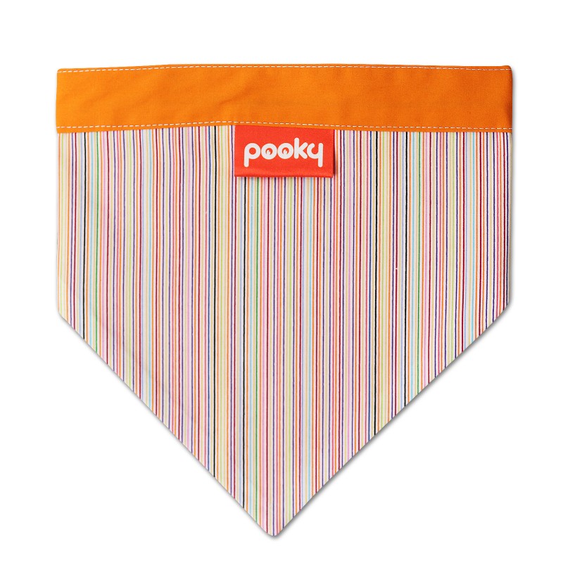 Pooky Pets - Reversible Bandana - Stripe Rainbow and Orange