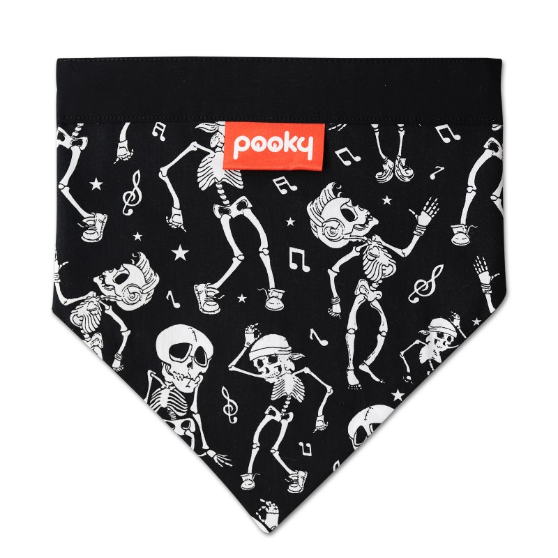 Pooky Pets - Reversible Bandana - Halloween Spooky Skeleton black and white