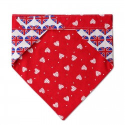 Pooky Pets - Reversible Bandana - Valentine's Union Jack and Love Hearts