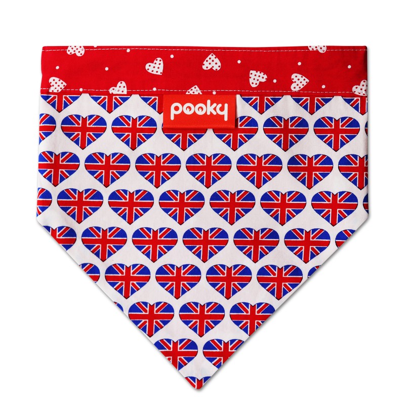 Pooky Pets - Reversible Bandana - Valentine's Union Jack and Love Hearts